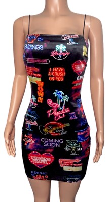 Satiny Vegas Retro party bodycon mini dress new Raver Date event Pin-up NEW glam