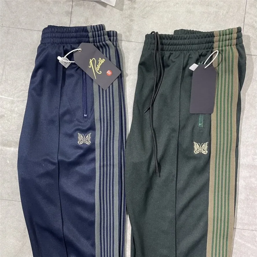 Quality Embroidered Needles Track Pants Classic Stripe Trousers | eBay