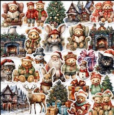 10pcs Christmas 2 Stickers- Scrapbook, Journal, DIY Crafts  Cards