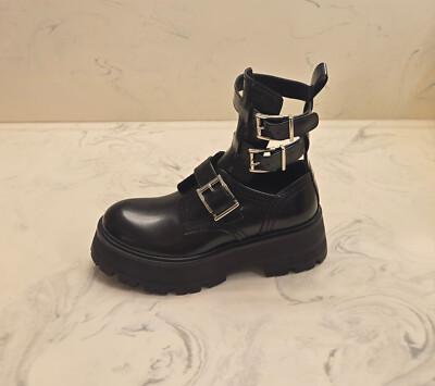 New! Alexander McQueen 'Rave' Boots Black Patent Womens 7 US 37 Eur. MSRP $1350
