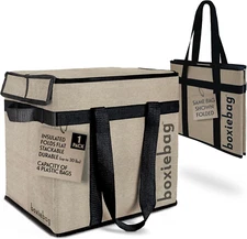 Collapsible Reuseable Insulated Grocery Bag - Stackable Heavy Duty Grocery Tote