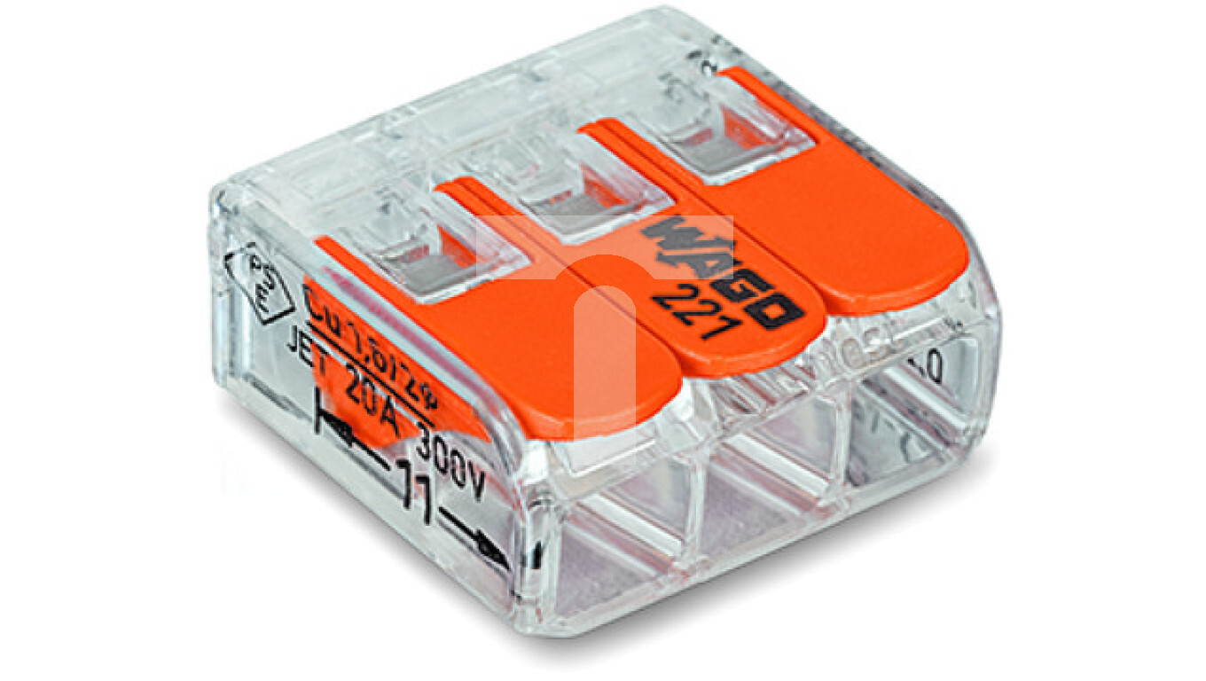 Quick connector 3x0.2-4mm2 transparent / orange 221-413 /50pcs/ /T2UK