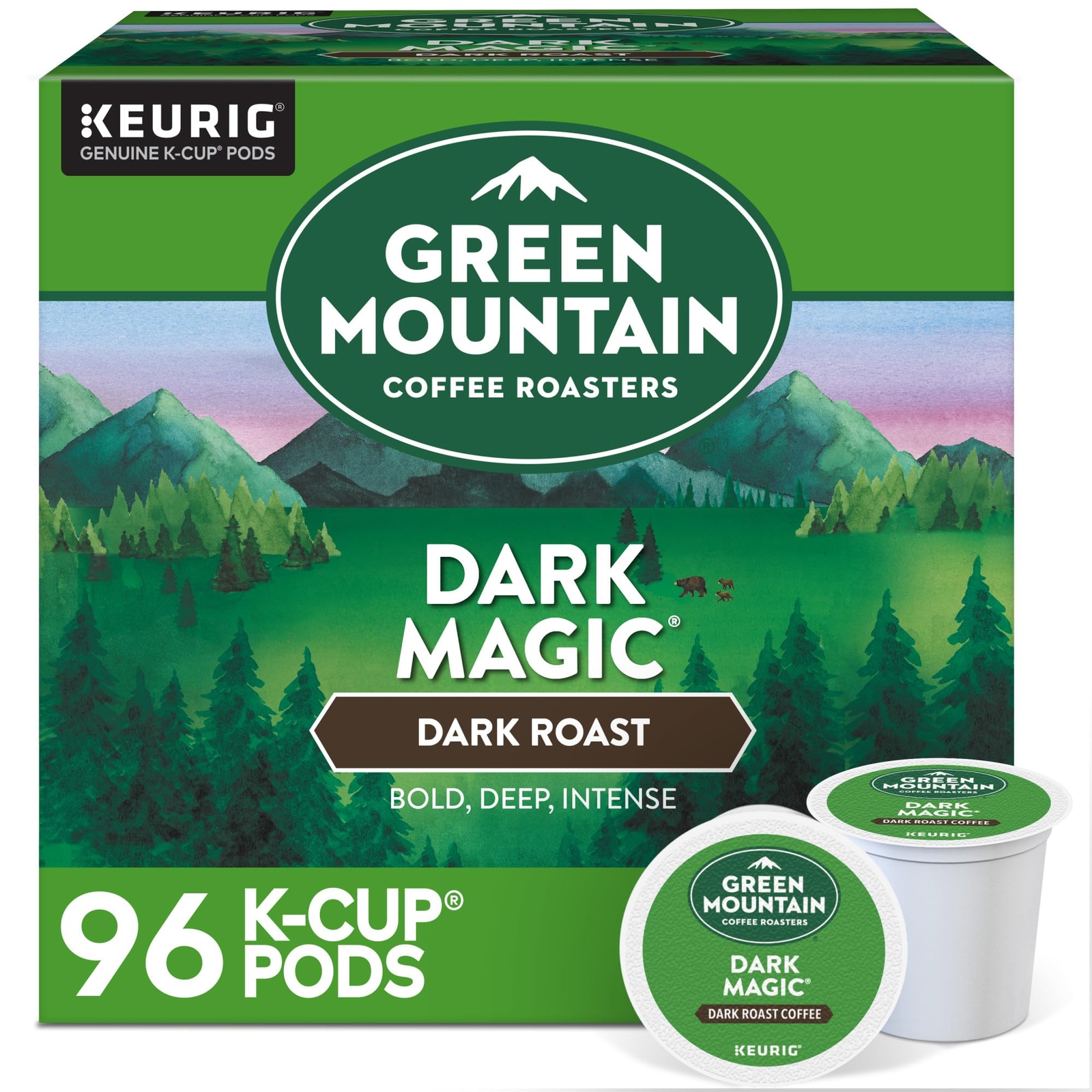 Green Mountain Coffee Dark Magic K Cup Pods 24 Count Dark Roast 100% Sourced
