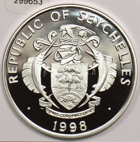 Seychelles 1998 25 Rupees Proof Silver ASW: 0.83oz 299653 combine shipping - Picture 2 of 2