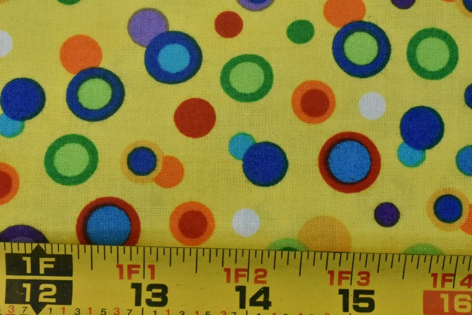 29" Long, Bright Colorful Dots on Bright-Yellow Cotton, Blank Quilting, B1450 - Image 4 of 4