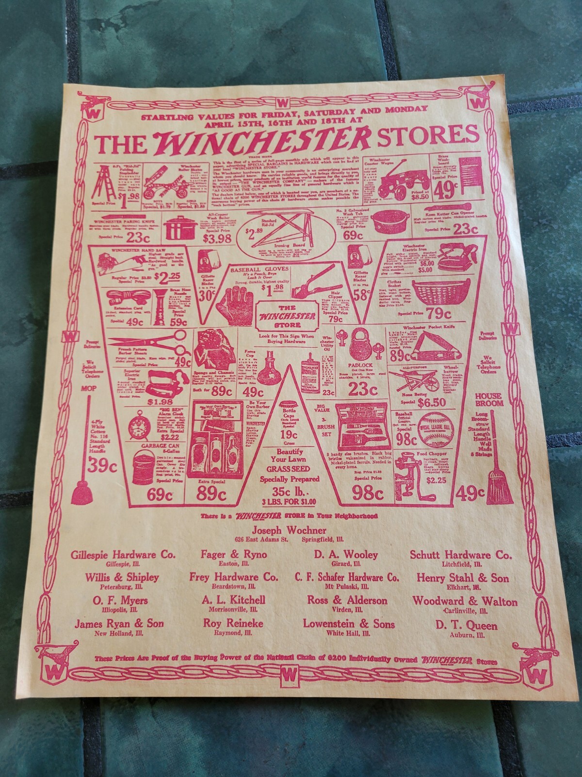 Vintage WINCHESTER STORE oil wagon tools flyer sign eBay