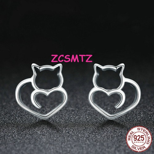 Neue Katze Ohrringe weiblich s925 Sterling Silber hohlen weiblichen Ohrringe - Bild 5 von 11