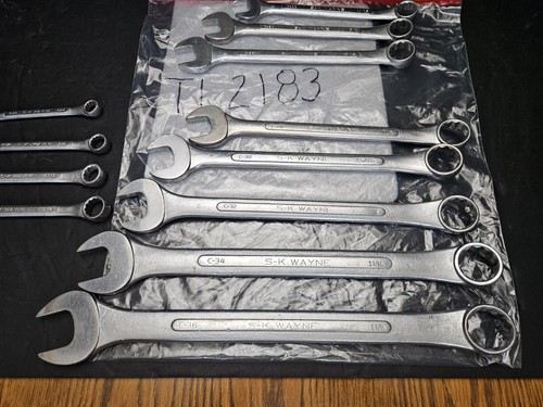 VTG S-K WAYNE 12 PC SAE 12 PT 7/16"-1 1/8" COMBINATION WRENCH SET USA (TL2183) - Picture 3 of 5