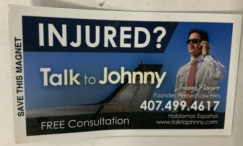 Injured Talk To Johnny Pineyra Refrigerator Magnet 3.25" Widex 2" Tall OldGnuCom - Picture 5 of 5