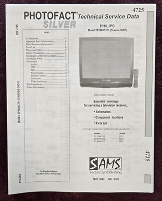 Sams Photofact 4725 Service Manual for Philips TP3684C101, TP3284C101