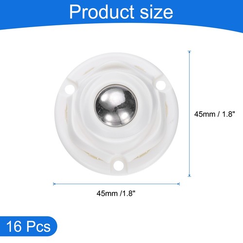 16Pcs Self Adhesive Caster Wheel for Furniture Bin (White, 1 Steel Rolling Ball) - Picture 2 of 6
