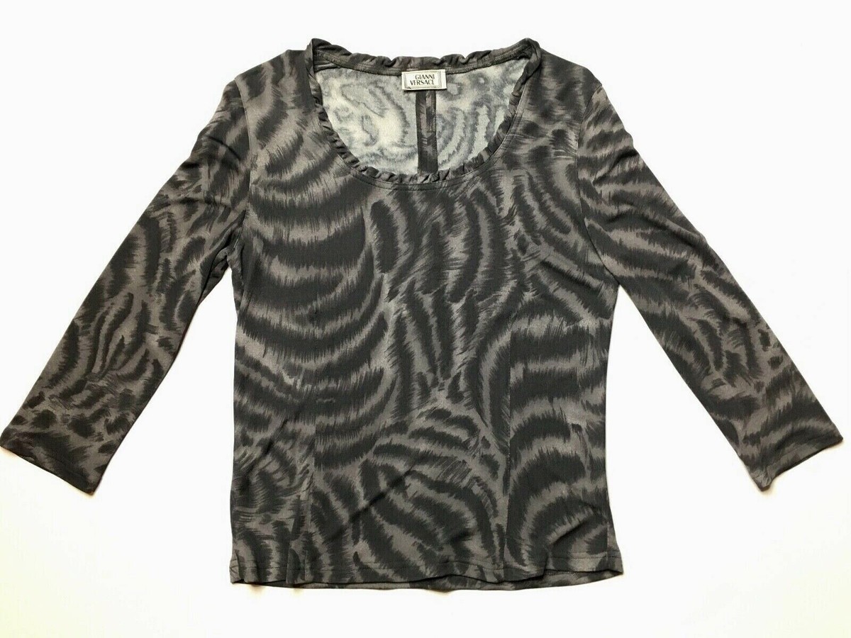 GIANNI VERSACE VINTAGE '90 100% RAYON PRINTED TOPS T-SHIRT LEOPARD