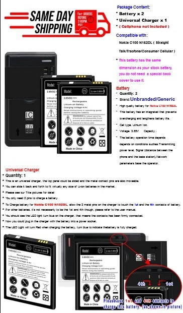 Cargador de batería recargable de buena calidad 2x 3100 mAh para teléfono Nokia C100 N152DL Foto 2 de 2