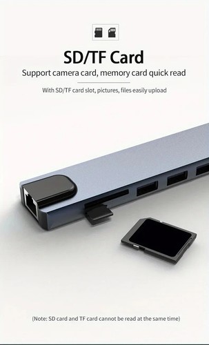 8 in1 Multiport USB-C Hub Type C To USB 3.0 4K HDMI Adapter For Macbook Laptop - Photo 19/24