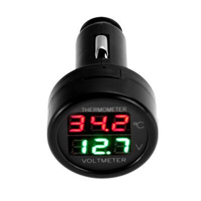 12V24V Digital Auto Voltmeter Thermometer Zigaretten anzünder Stil