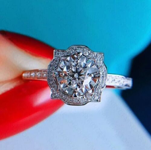 2Ct Round Cut Lab-Created Diamond Engagement Ring 14K White Gold Plated Silver