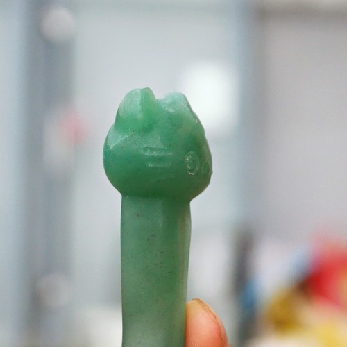 3'' Natural Green Aventurine Quartz Carved Crystal Soup Spoon Skull Crystal Gift - Picture 7 of 11