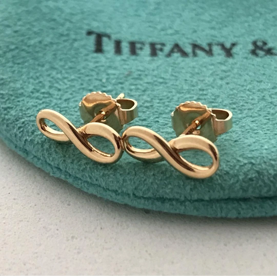 Tiffany Infinity No Stone Pink Gold [18K] Stud Earrings Pink Gold - 2  Pieces | Chairish