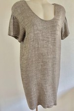 L`Autre Chose Women's Dress Woven Grey Charcoal Linen Cotton IT46-AU12-UK12 Glam