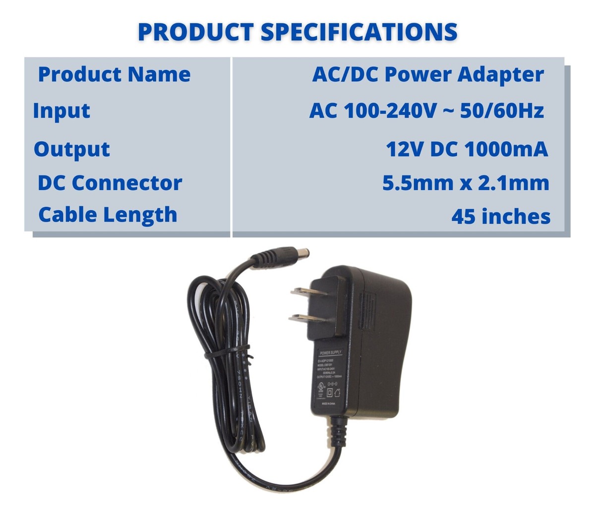 Netzteil 12V 1A Schaltnetzteil - Für LED, Kameras, 100-240V Eingang, 5,5/2,1 Mm Stecker