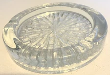 Nybro Sweden Modernist Mid Century Large Round CRYSTAL ICE ASHTRAY DISH 