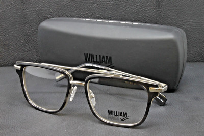 William Rast Watch William Rast Eyeglasses Men's Square Black Silver Metal 51mm WRO-1012 ...