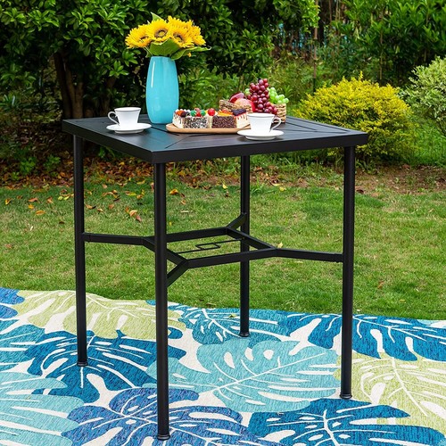 Terrassen Bartisch Outdoor Bar Höhe Bistrotisch Metall mit 1,57" Schirmloch - Bild 1 von 10