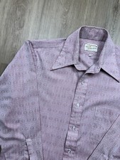 VINTAGE Arrow Kent Collection Light Red Pink Pinstriped Pocket Shirt Size 15-33