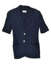 Aspesi Womens Short Sleeve 2 Button Blazer Jacket Uk 10 Small Navy Blue Kp13