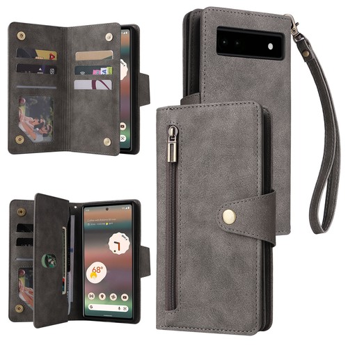 Zip Wallet Case Leather Card Flip Phone Cover For Google Pixel 10 9 8 Pro 8a 7a - Picture 15 of 17