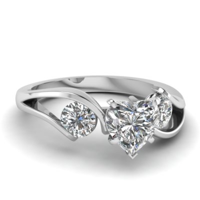 Designer 2.55Ct Heart Shape 3 Stone Love Wedding Engagement Ring 14k White Gold