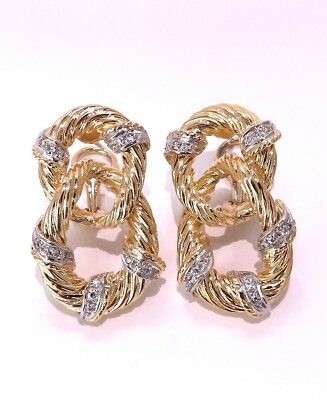 .50ct. Natürliche Runde Diamant Schleife Glieder Ohrringe 18kt Clip**