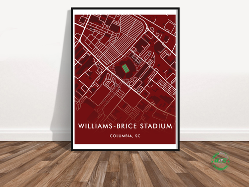 SOUTH CAROLINA GAMECOCKS Stadium Location Map Print NCAA Stadium Art Poster - Picture 2 of 7