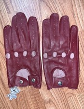 Men's Leather Driving Gloves, Made With Original Sheep Skin Leather, MEDIUM Size