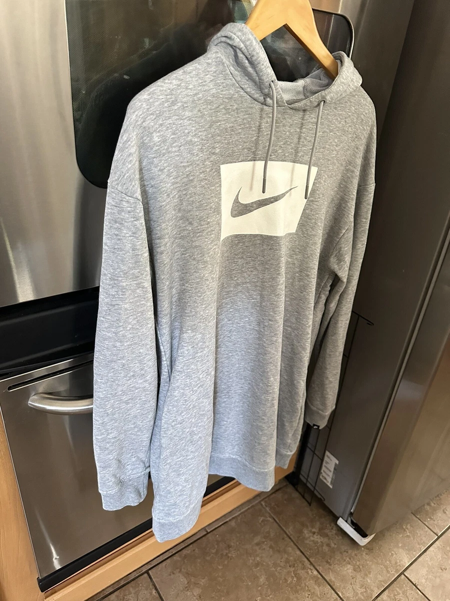 Nike Air Pullover Sweatshirt Hoodie Box Logo Men’s Sz Small Gray Long Sleeve