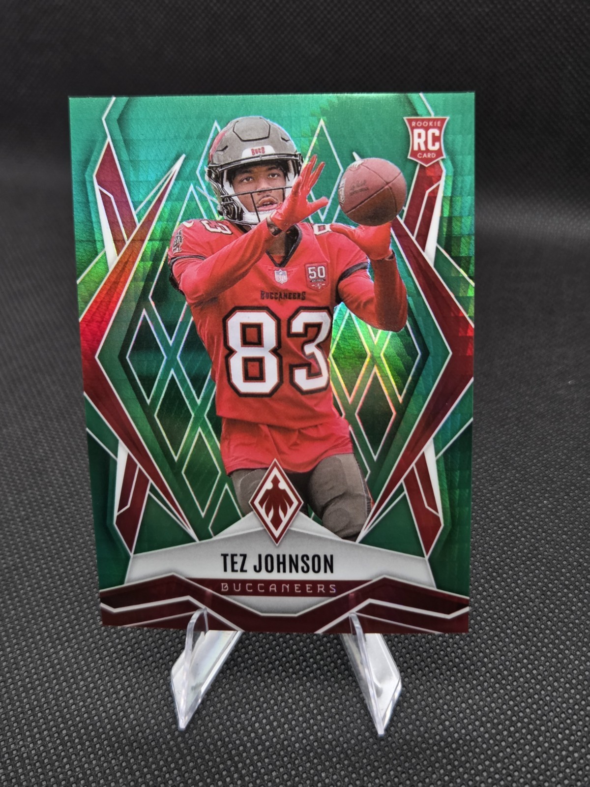 2025 Panini Phoenix Rookies #166 Tez Johnson Green Hyper /149 Rookie Buccaneers