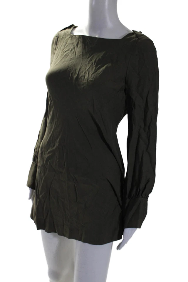 Rachel Rachel Roy Women's Long Sleeves Wrap Mini Dress Olive Green Size 4 - Image 2 of 4