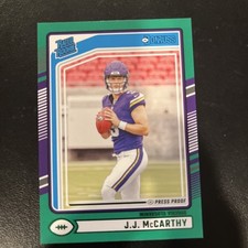 2024 Panini Donruss - Rated Rookie J.J. McCarthy #303 Press Proof Green (RC)