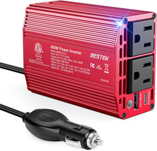 BESTEK 400W Car Power Inverter for Vehicles DC 12V to AC 110V Car Plug Adapter