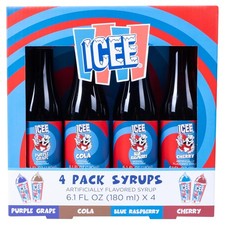 Genuine ICEE Shaved Ice Syrup 4 Pack Including Pu Flavor Snow Cone Syrup