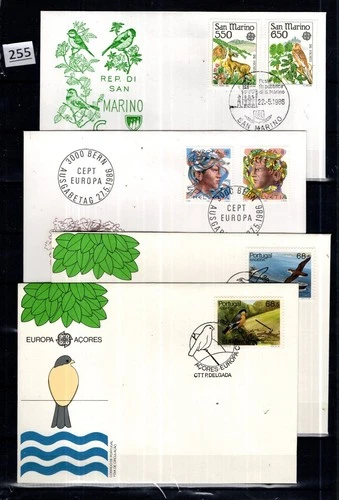 # PORTUGAL, SWITZERLAND, SAN MARINO 1986 - 4 FDC - CEPT - BIRDS, ANIMALS