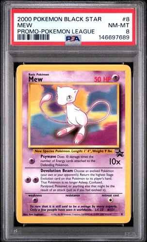 2000 POKEMON PROMO BLACK STAR POKEMON LEAGUE #8 MEW PSA 8