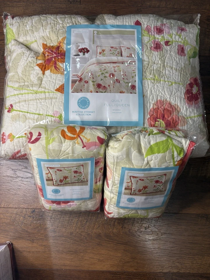 Edredón completo/queen Martha Stewart y 2 fundas nuevo “flower Song” 2013 raro Foto 2 de 4