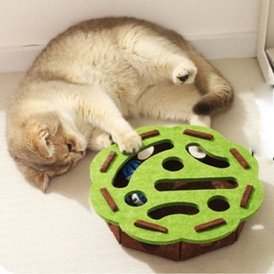 Interactive Cat Scratch Enrichment Box Mental Stimulation Felt Nail File Maze AD