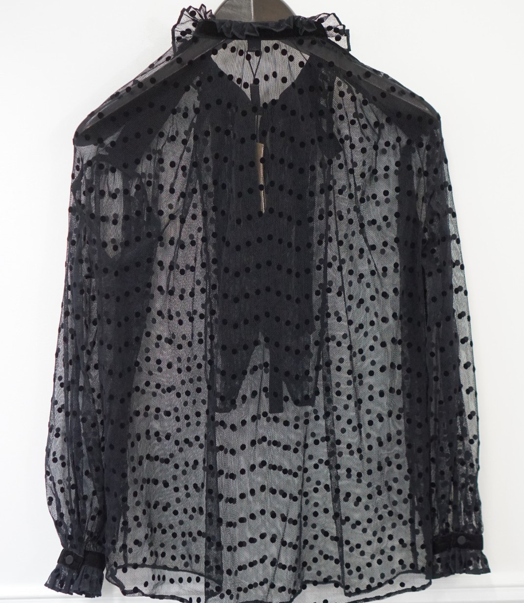 Burberry Polka-dot Flock Tulle Tie-neck Blouse Jacobin Size US4 image 2