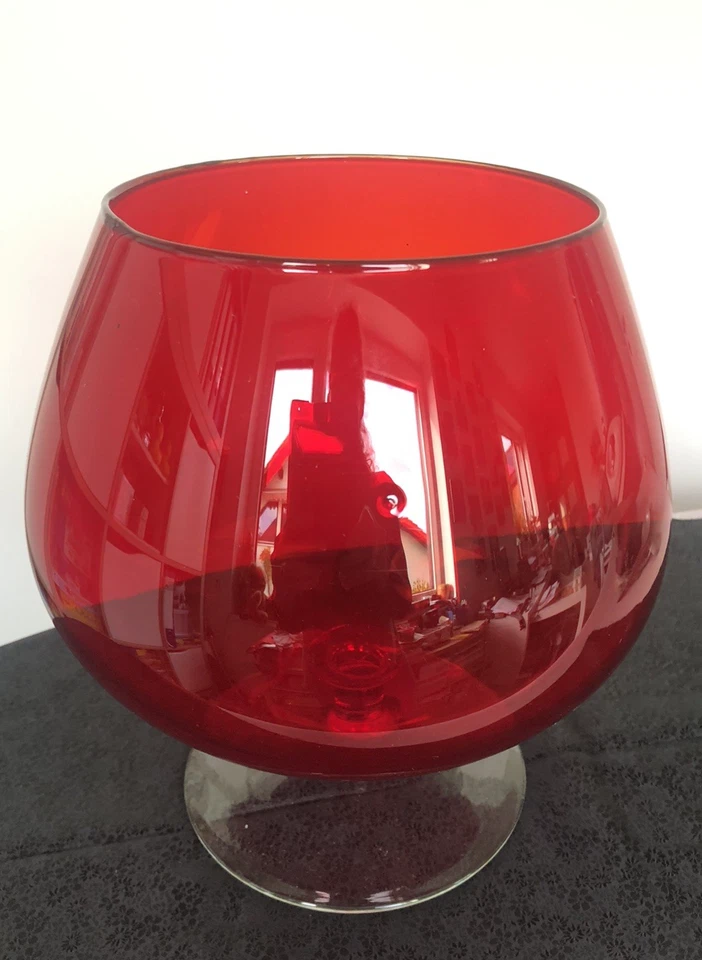 Roter Ballon mundgeblasene Vintage Glasvase - Bild 3 von 3