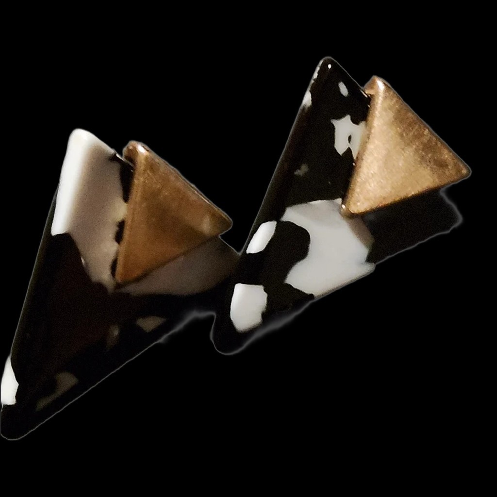 Chic Marble Tortoise Patterned & Gold-tone Double… - image 4