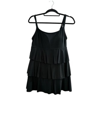 Great Lengths  Swim Dress Sz 12 Ruffle Tiered Floral Black New Without Tags