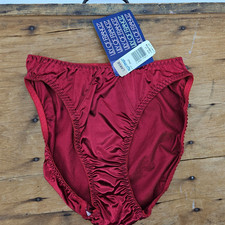 NWT VTG 90s Lily of France Satin Panty Womens L Red High Cut Leg