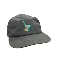 Spacecraft Charcoal Gray 5 Panel Snapback Camper Cap Embroidered Peacock Design